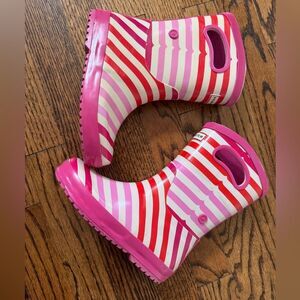 HUNTER Target Cream Red Pink Rainbow Striped Kids Rain Boots Toddler Girls 12